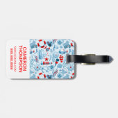 カスタムフォトレ航海のッドホワイトアンドブルーパターン ラゲッジタグ (裏面横)