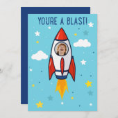 カスタムフォトロケットあなたはブラスト誕生日カード (正面/裏面)