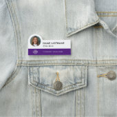 カスタムフォトロゴのタイトル紫の白モダン 名札 (インサイチュ)