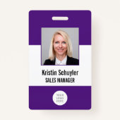 カスタムフォトロゴのバーモダンコードパープルホワイト バッジ (正面)