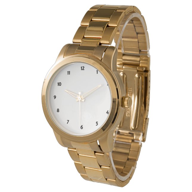 カスタムフォトロゴアート文字オーバーサイズ金ゴールドブレスレット 腕時計 (アングル)