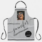 カスタムフォトロゴコーヒーショップケーキアイスクリームグレー エプロン (正面)