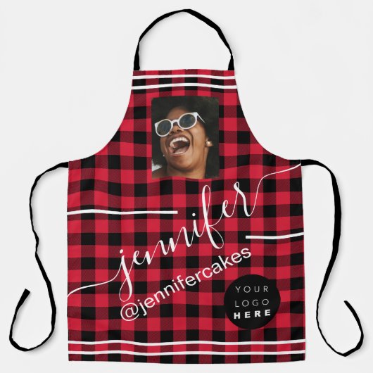 カスタムフォトロゴコーヒーショップケーキバッファロー エプロン (正面)