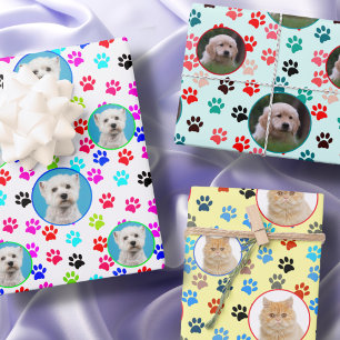 カスタムフォトロゴ犬の恋人猫好きペットかわいいおもしろい ラッピングペーパーシート