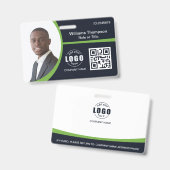 カスタムフォトロゴQRコード従業員の企業の緑 バッジ (正面＆裏面)