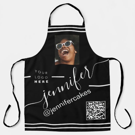 カスタムフォトロゴQRメニューコードレストラン エプロン (正面)