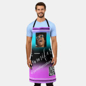 カスタムフォトロゴQRメニューコード色セラピーコーヒー エプロン (着用した状態)