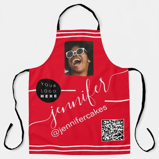 カスタムフォトロゴQRメニューコードRestaurant Red エプロン (正面)