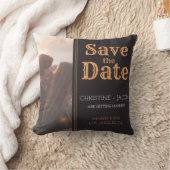 カスタムフォトヴィンテージスタイル日付の保存 クッション (ブランケット)