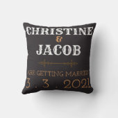 カスタムフォトヴィンテージスタイル日付の保存 クッション (裏面)