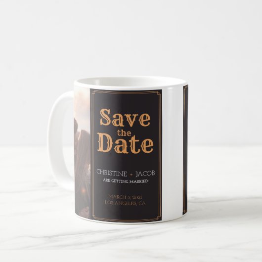 カスタムフォトヴィンテージスタイル日付の保存 コーヒーマグカップ (正面左)