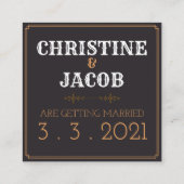 カスタムフォトヴィンテージスタイル日付の保存 スクエア名刺 (裏面)