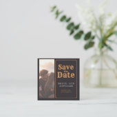 カスタムフォトヴィンテージスタイル日付の保存 スクエア名刺 (スタンド正面)