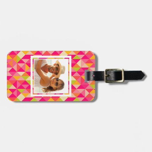 カスタムフォト三角形の幾何学的パターン ラゲッジタグ (正面横)