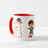 カスタムフォト付きおもしろエルフの通知表 クリスマス ホリデー マグカップ (正面左)