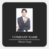 カスタムフォト企業のブラック スクエアシール (正面)