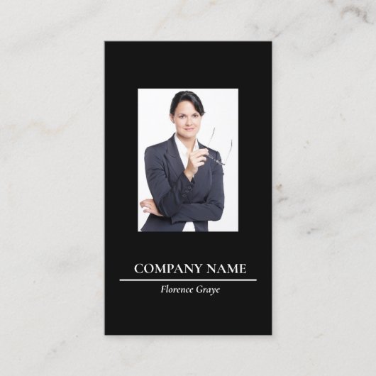 カスタムフォト企業のブラック 名刺 (正面)