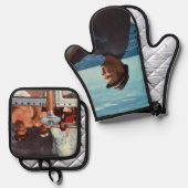 カスタムフォト写真メモリ保持 鍋つかみ&鍋敷きセット (正面/裏面)