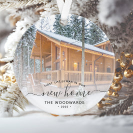 カスタムフォト初めてのクリスマス新しいホームグレースクリプト オーナメント