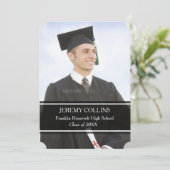 カスタムフォト卒業パーソナライズされた写真ブラック 招待状 (スタンド正面)