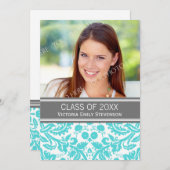 カスタムフォト卒業パーティー招待状アクア 招待状 (正面/裏面)