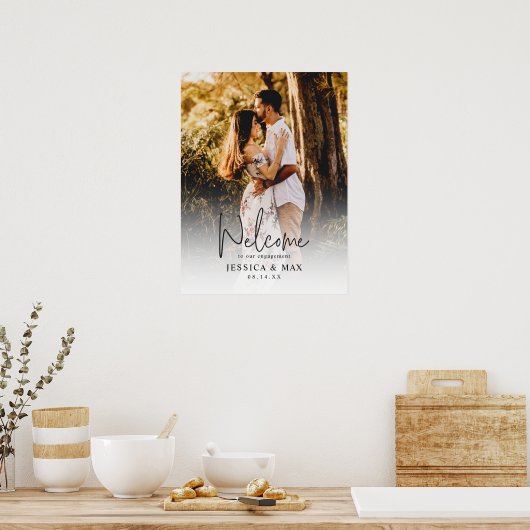 カスタムフォト婚約ウェルカムサイン&デジタルファイル ポスター (キッチン)