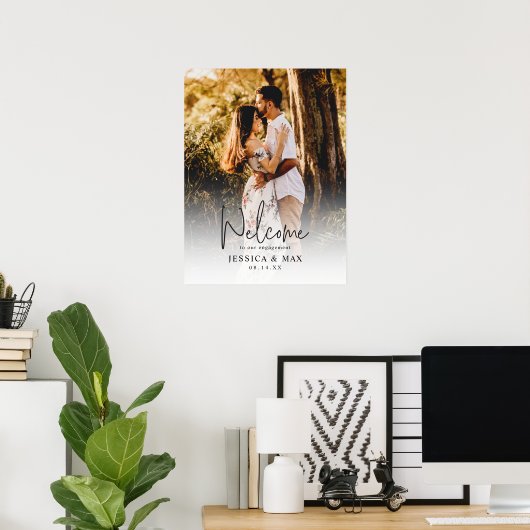 カスタムフォト婚約ウェルカムサイン&デジタルファイル ポスター (ホームオフィス)