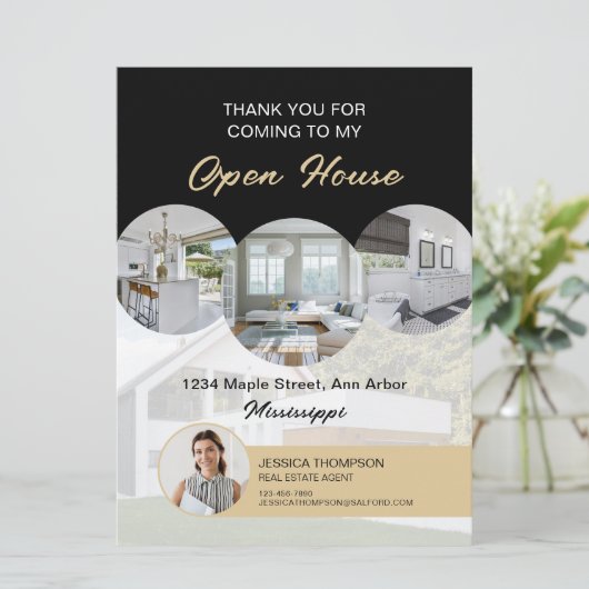 カスタムフォト実在エテートオープンハウスサンキューカード 招待状 (スタンド正面)