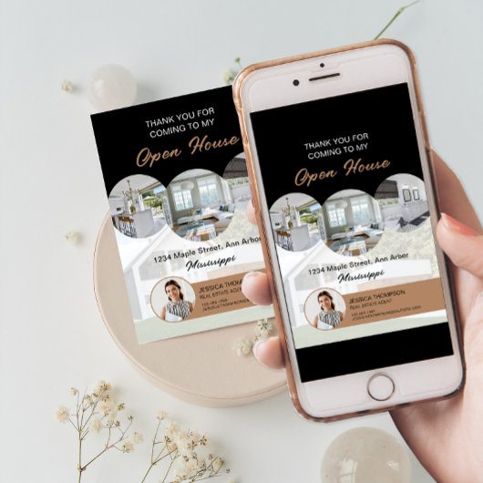 カスタムフォト実在エテートオープンハウスサンキューカード 招待状