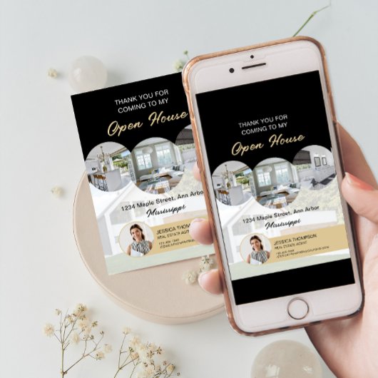 カスタムフォト実在エテートオープンハウスサンキューカード 招待状