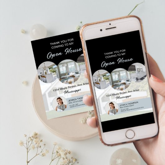 カスタムフォト実在エテートオープンハウスサンキューカード 招待状