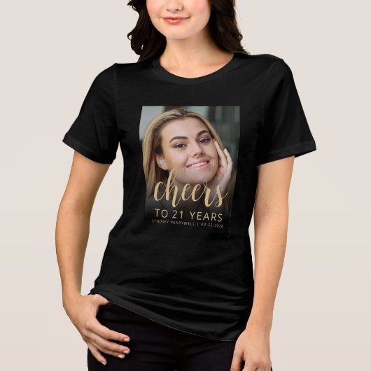 カスタムフォト応援21歳の誕生日パーティー トライブレンドTシャツ (正面)