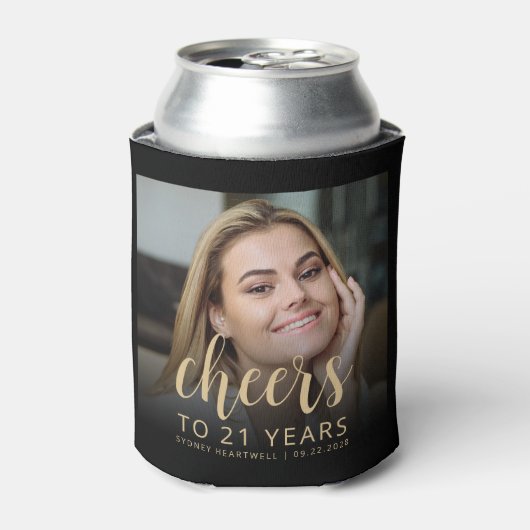 カスタムフォト応援21歳の誕生日パーティー 缶クーラー (缶正面)