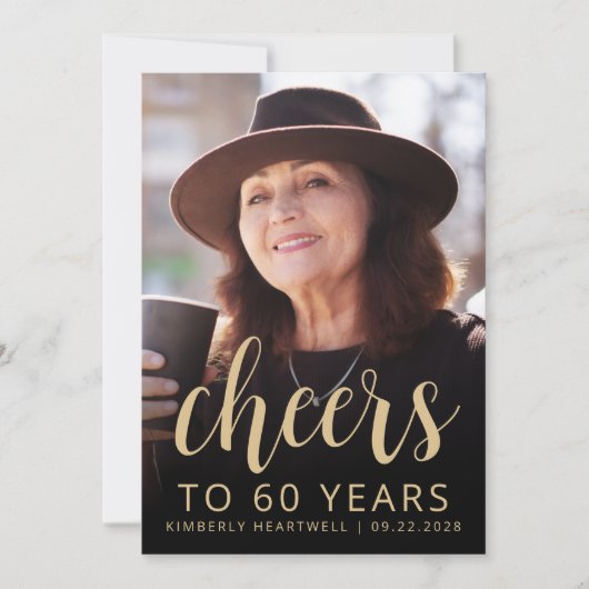 カスタムフォト応援60th誕生日パーティー 招待状 (正面)