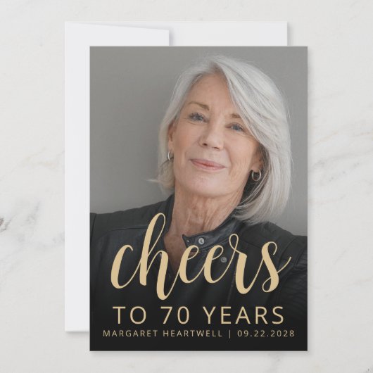 カスタムフォト応援70th誕生日パーティー 招待状 (正面)