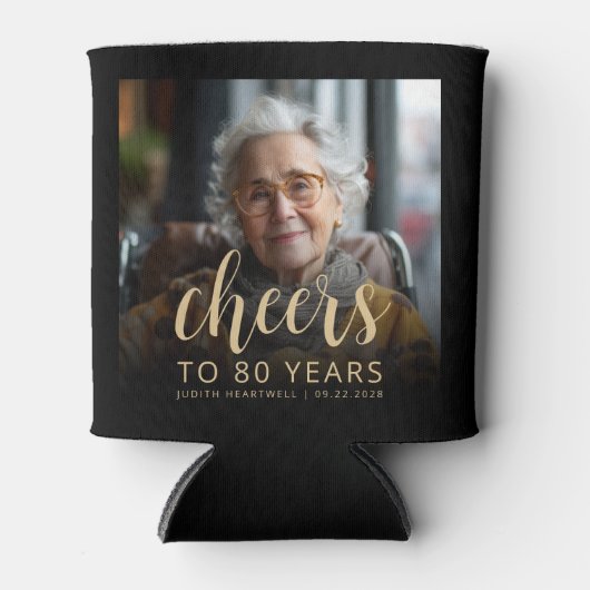 カスタムフォト応援80th誕生日パーティー 缶クーラー (正面)