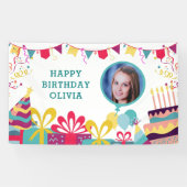 カスタムフォト文字カラフル誕生日パーティー 横断幕 (横)