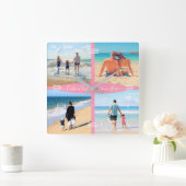 カスタムフォト文字コラージュファミリーラブパーソナライズされた スクエア壁時計 (ホーム)