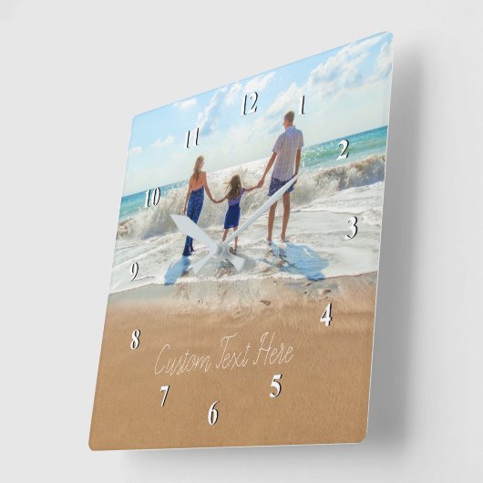 カスタムフォト文字フォントクロックユアファミリーデザイン スクエア壁時計 (傾斜)