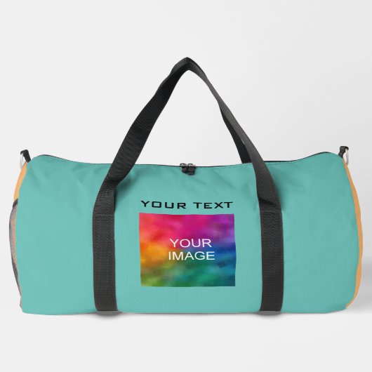 カスタムフォト文字モダンカラフルテンプレート大 ダッフルバッグ (裏面)