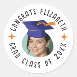 カスタムフォト文字卒業キャップお祝い ラウンドシール