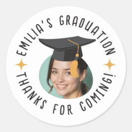 カスタムフォト文字卒業ハットサンキューパーティー ラウンドシール