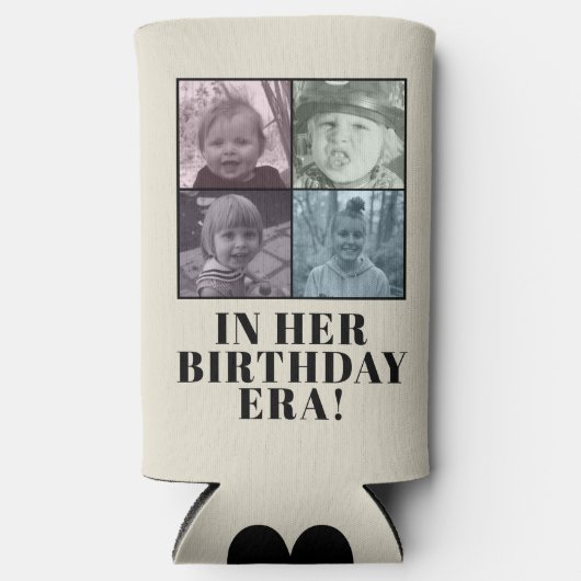 カスタムフォト時代の誕生日パーティー スリム缶クーラー (正面)