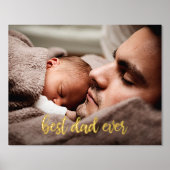 カスタムフォト最高のパパEver金ゴールドスクリプト 箔ポスター (正面)