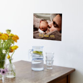 カスタムフォト最高のパパEver金ゴールドスクリプト 箔ポスター (レイダウン (キッチン))