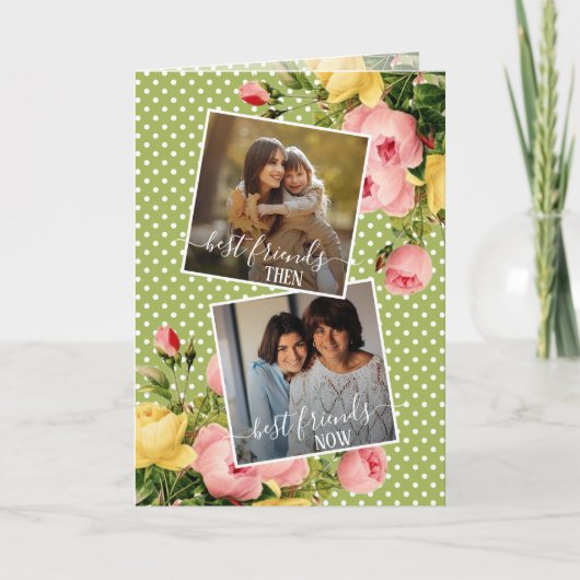 カスタムフォト最高のフレンズ引用文春ピンクフローラ カード (正面)