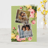 カスタムフォト最高のフレンズ引用文春ピンクフローラ カード (黄色い花)