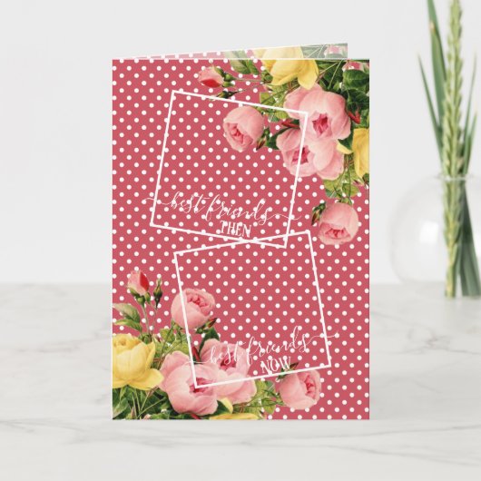 カスタムフォト最高のフレンズ引用文春ピンクフローラ カード (正面)