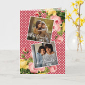 カスタムフォト最高のフレンズ引用文春ピンクフローラ カード (黄色い花)