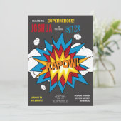 カスタムフォト漫画ブックKAPOWアポップ・アートのート誕生日 招待状 (スタンド正面)